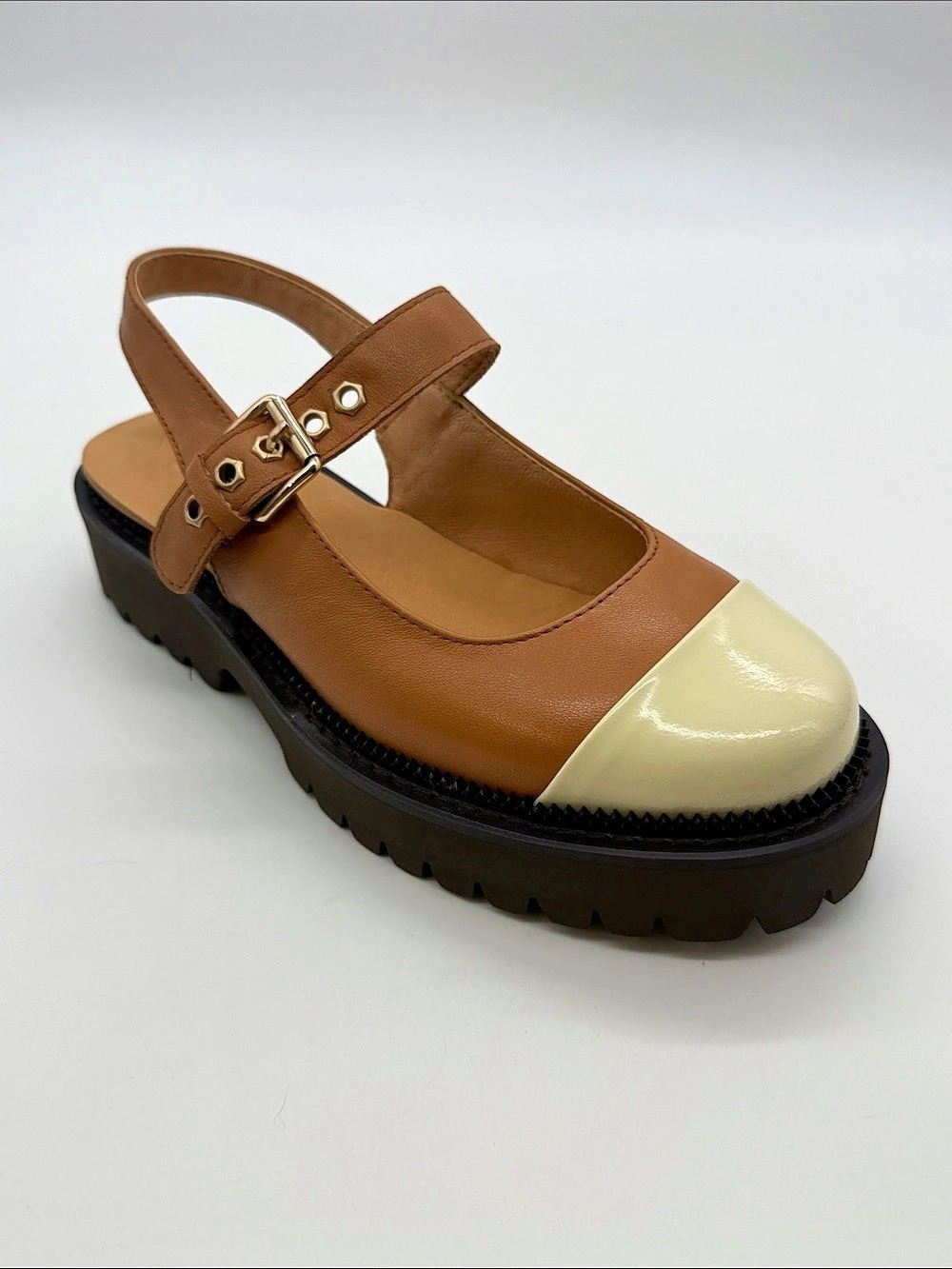 Marc Nolan Luna Platform Mary Jane in Brown & Cream US 5